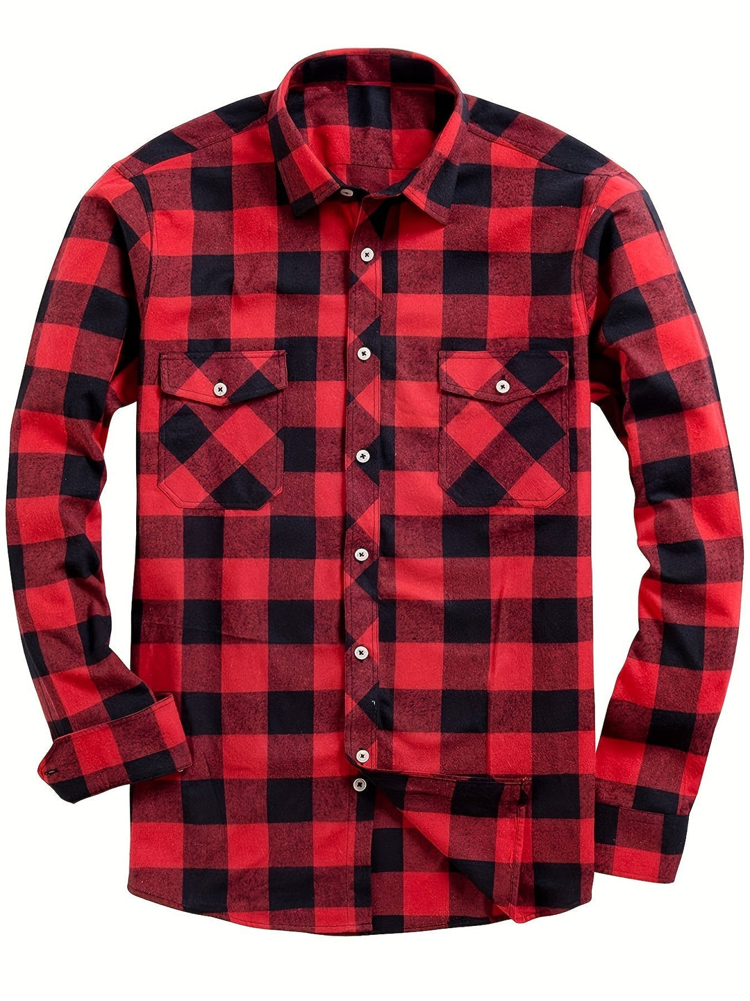 Plaid brushed flannel shirt with chest pockets