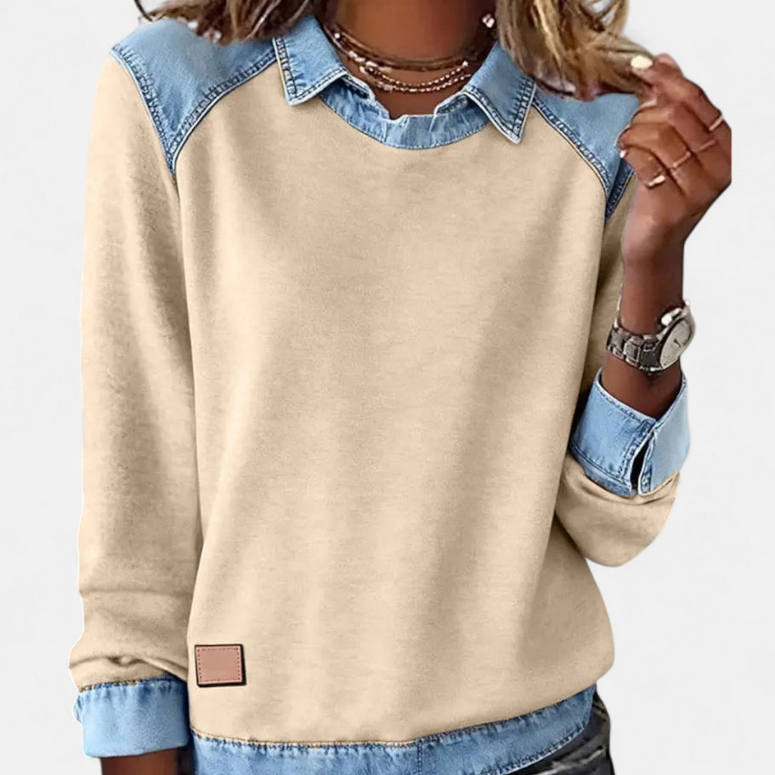 Women's long sleeve top in Khaki