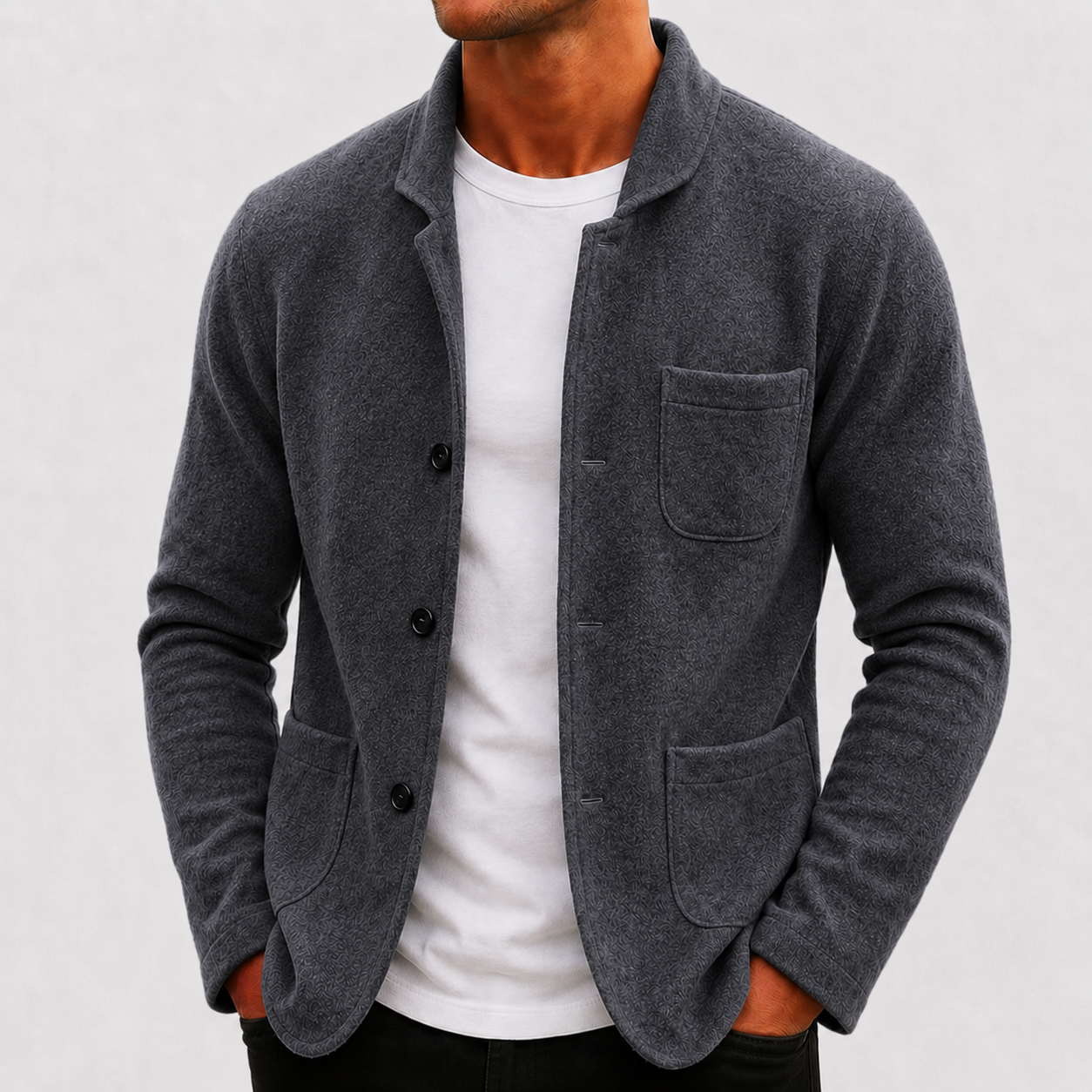 Men's Cardigan Sweater in Black