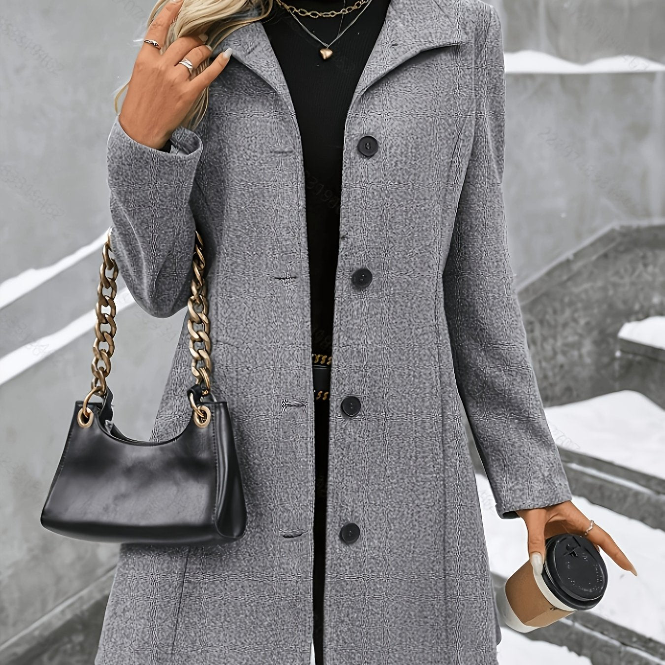 Longline Wool Coat for Women in Grey