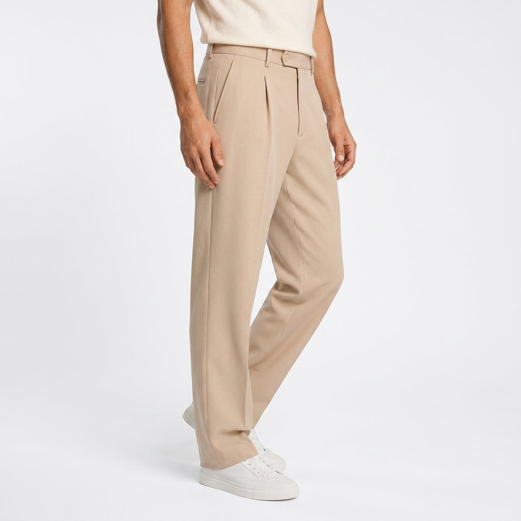 Tailored Dress Pants for Men — wool blend fabric and clean straight-leg lines