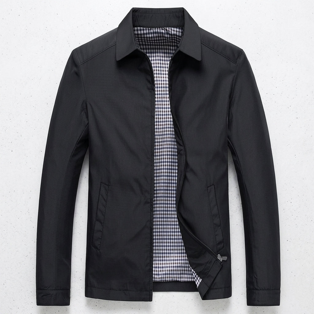 Casual jacket for men in black, front view