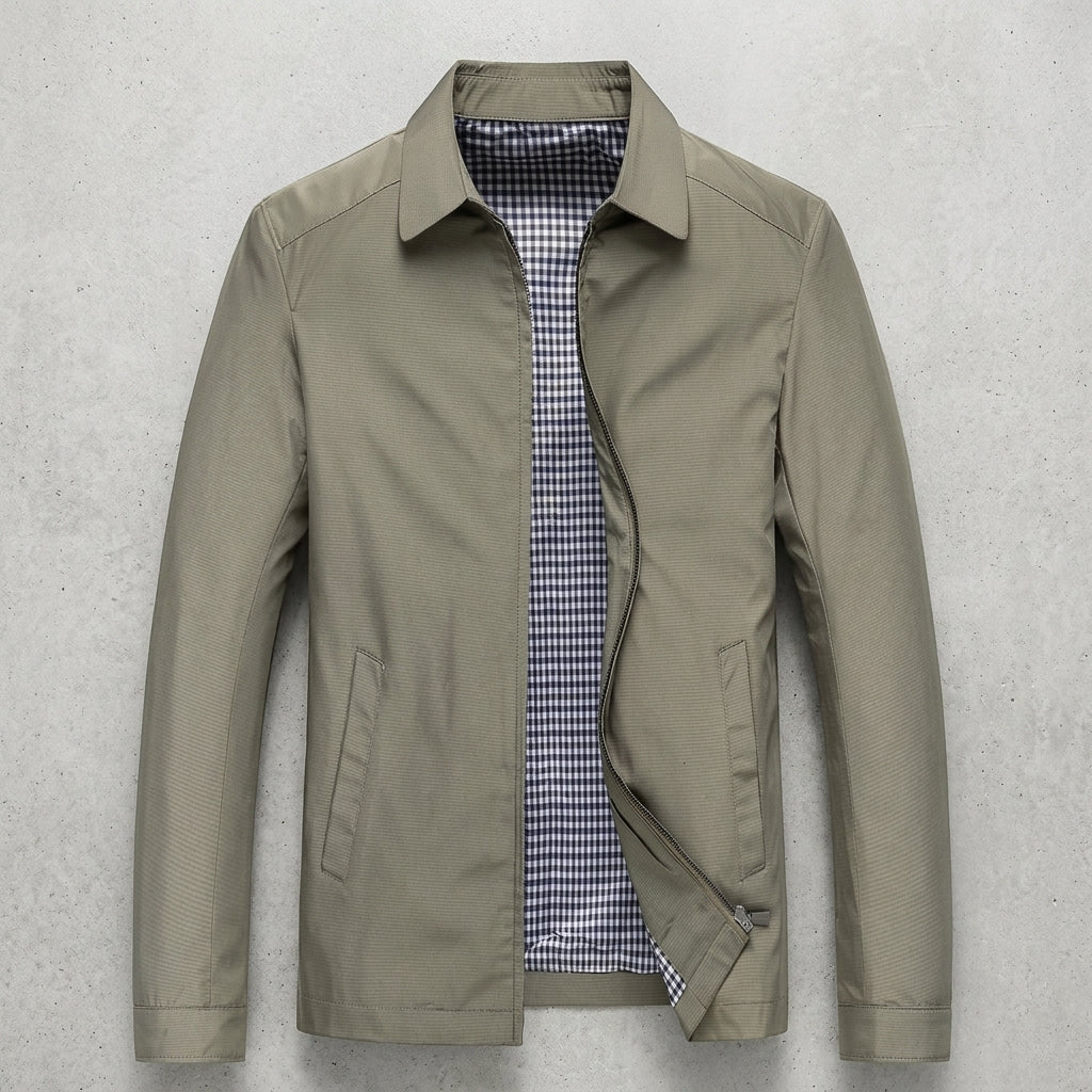 Casual jacket for men in khaki, front view