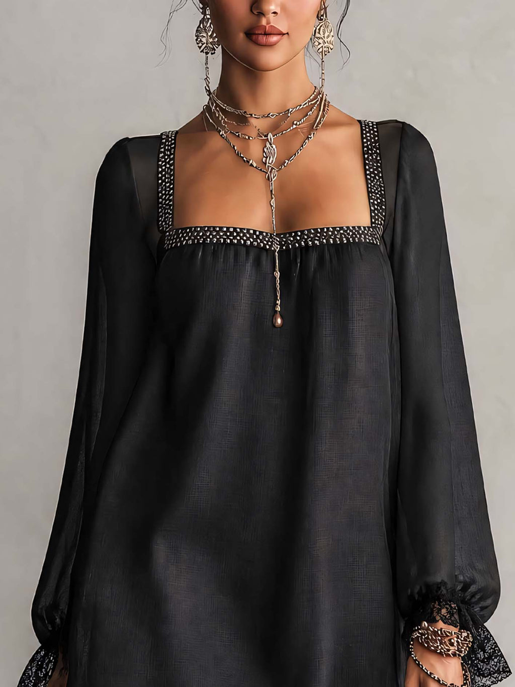 Black Mini Cocktail Dress for Women in Black — studio photo, view 3