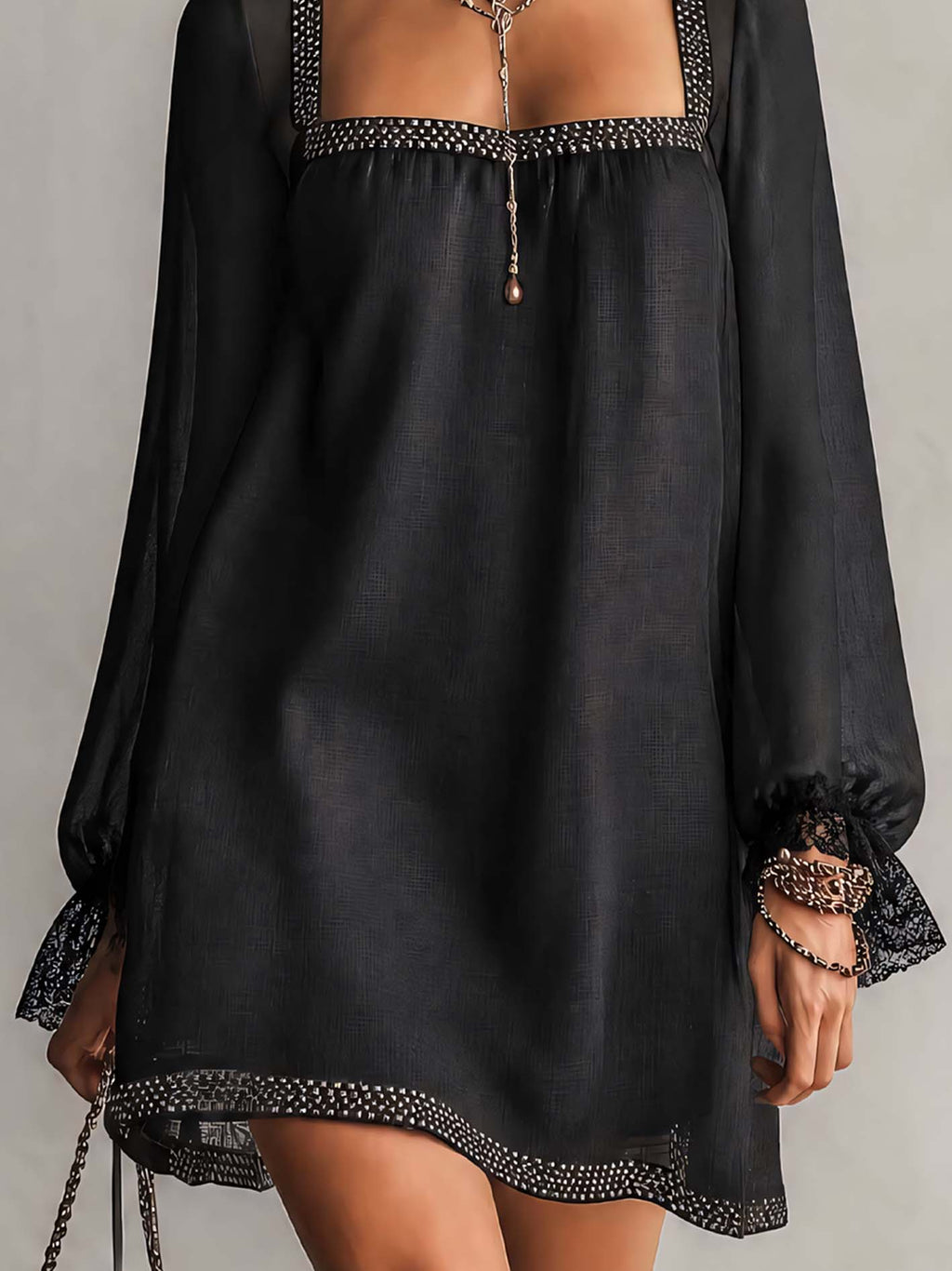 Black Mini Cocktail Dress for Women in Black — studio photo, view 4