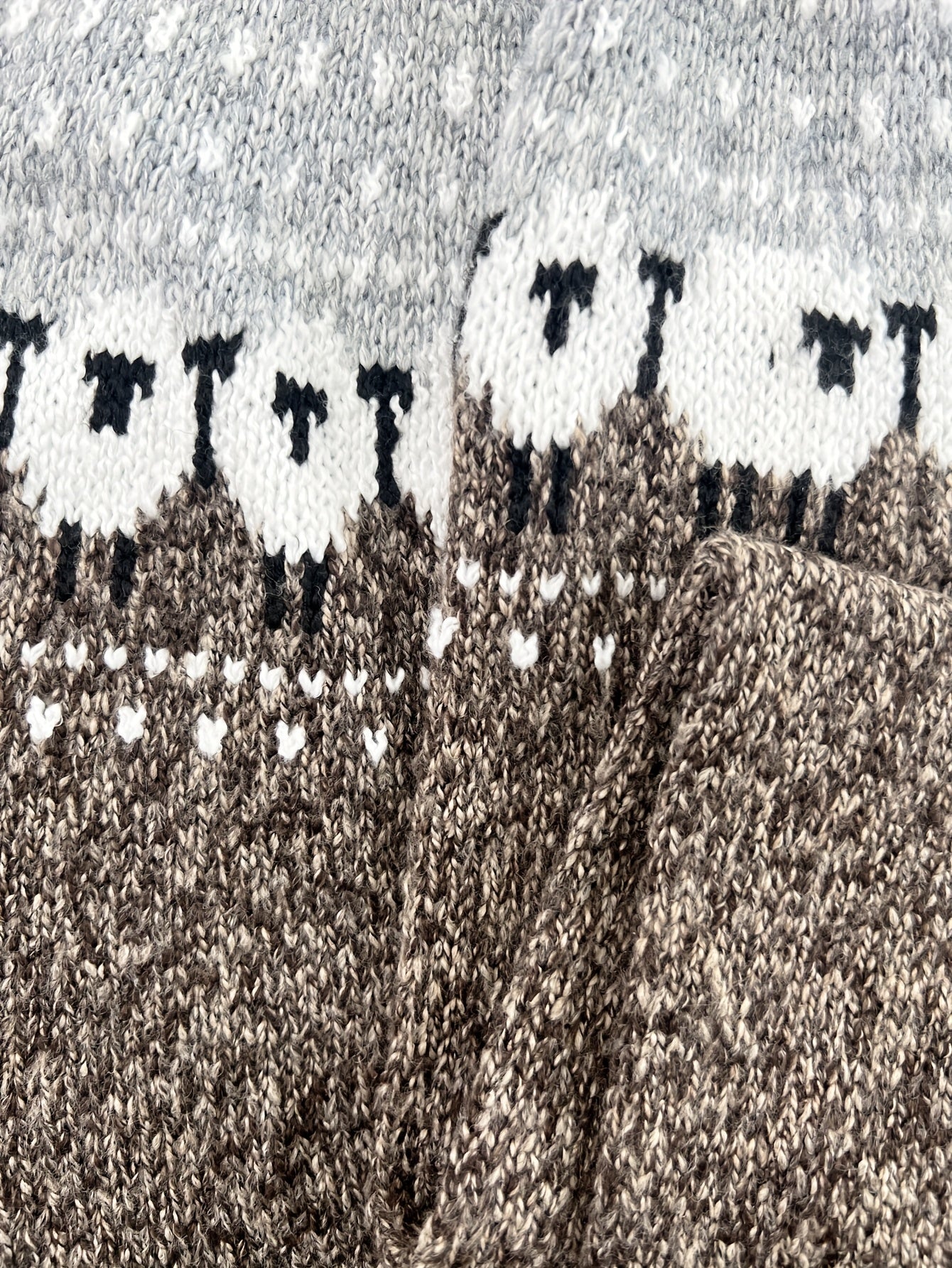 Gray sheep jacquard sweater for women, studio photo 5 of 6