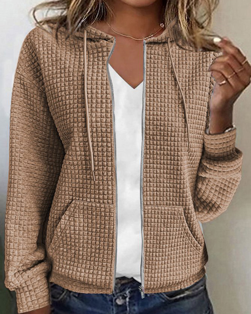 Zip Up Hoodie for Women in Khaki