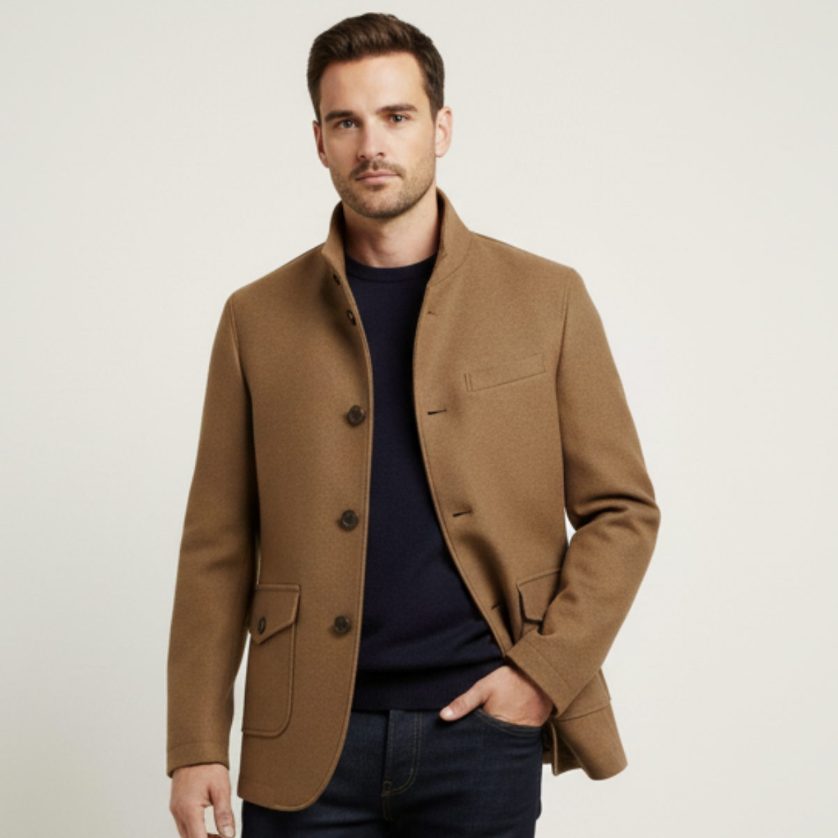 Tailored wool overcoat in Brown