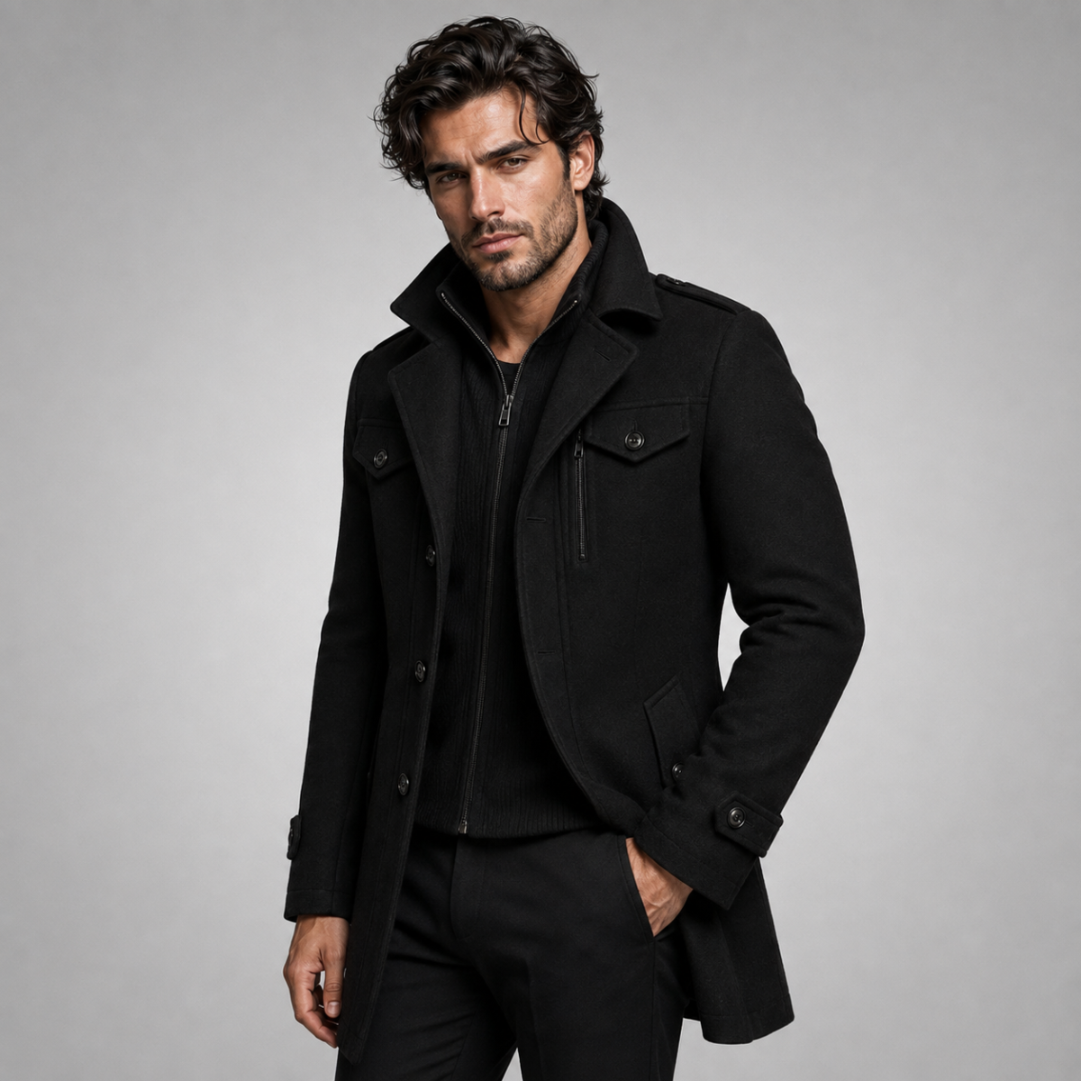 Insulated winter coat in Black