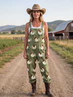 Sage green strap jumpsuit shown full length from the front