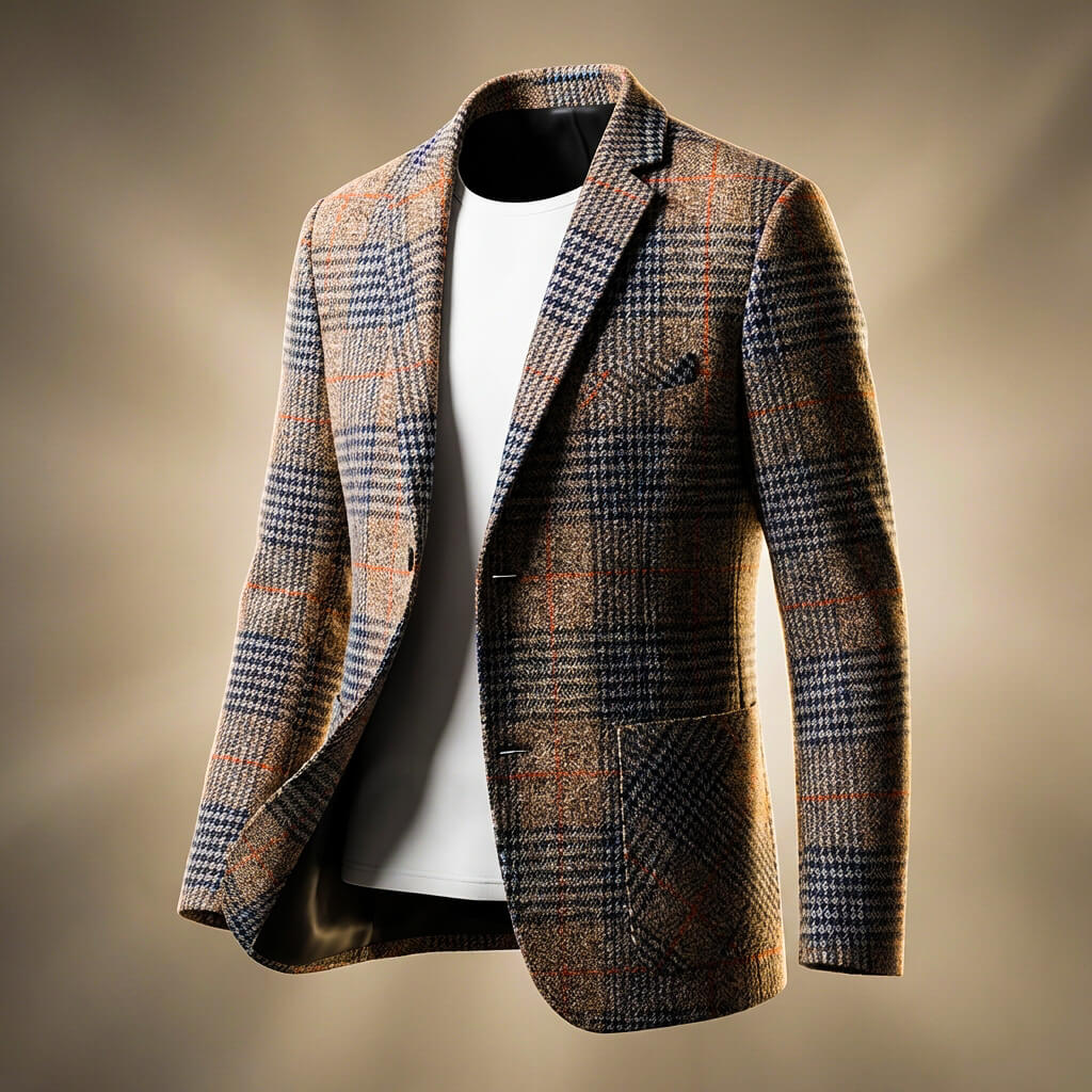 Wool Blend Blazer for Men in Brown