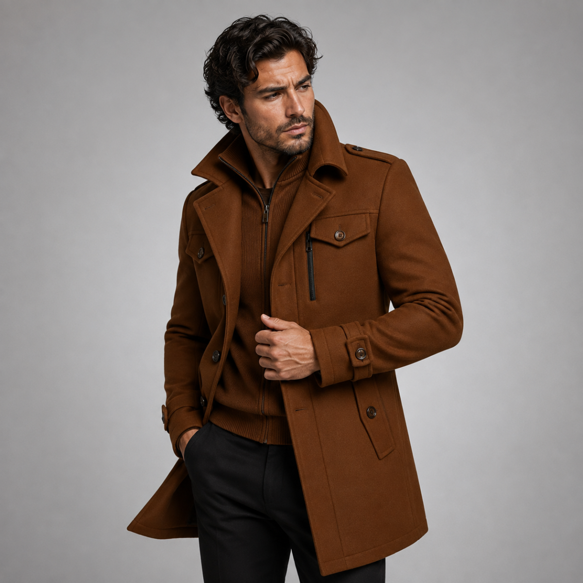 Insulated winter coat in Khaki