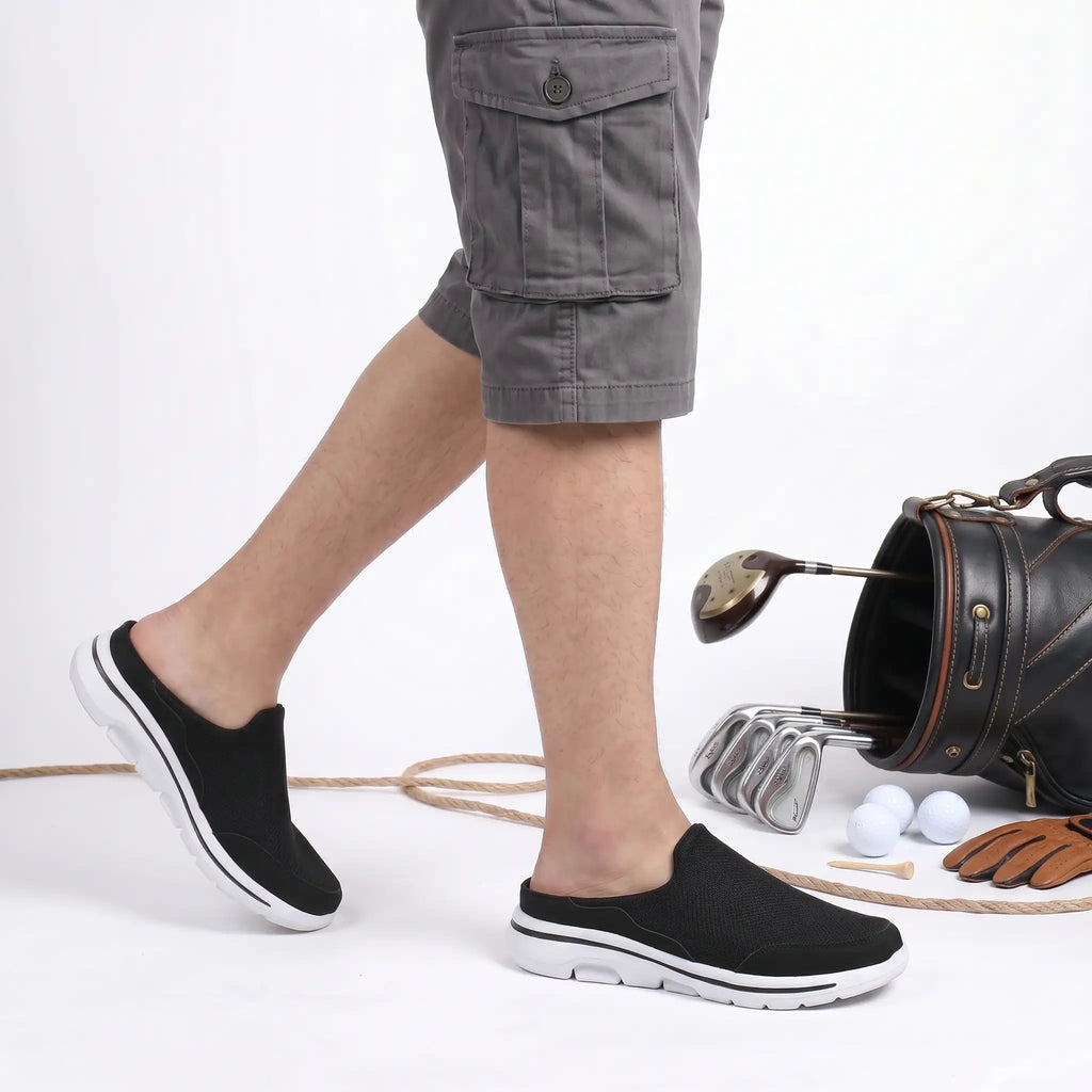 Men's slip-on arch support shoe — back view