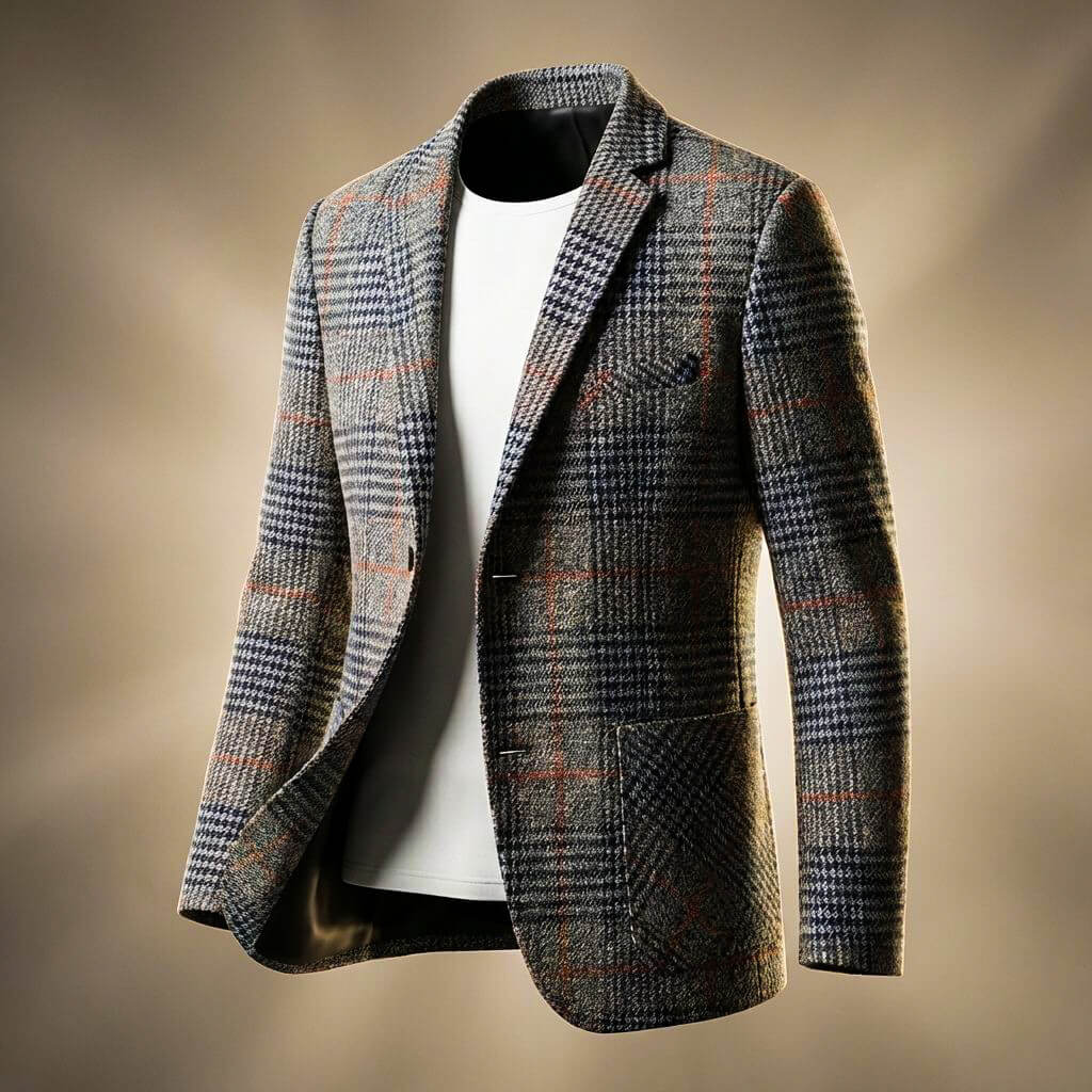 Wool Blend Blazer for Men in Gray