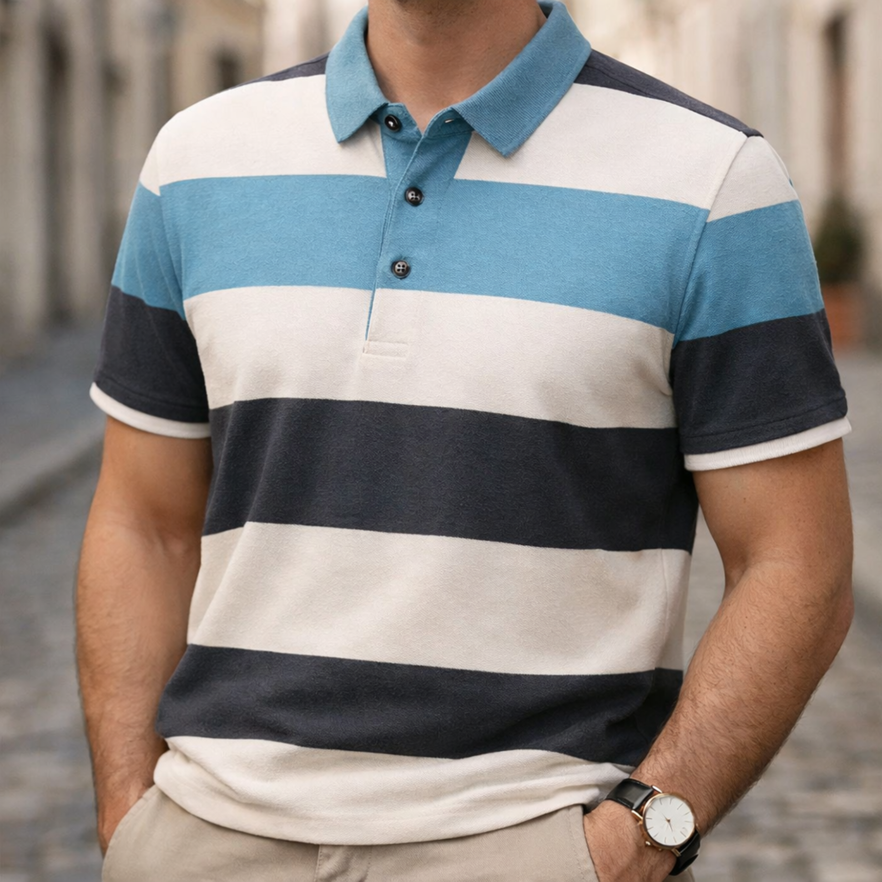 Short Sleeve Polo Shirt for Men in Blue