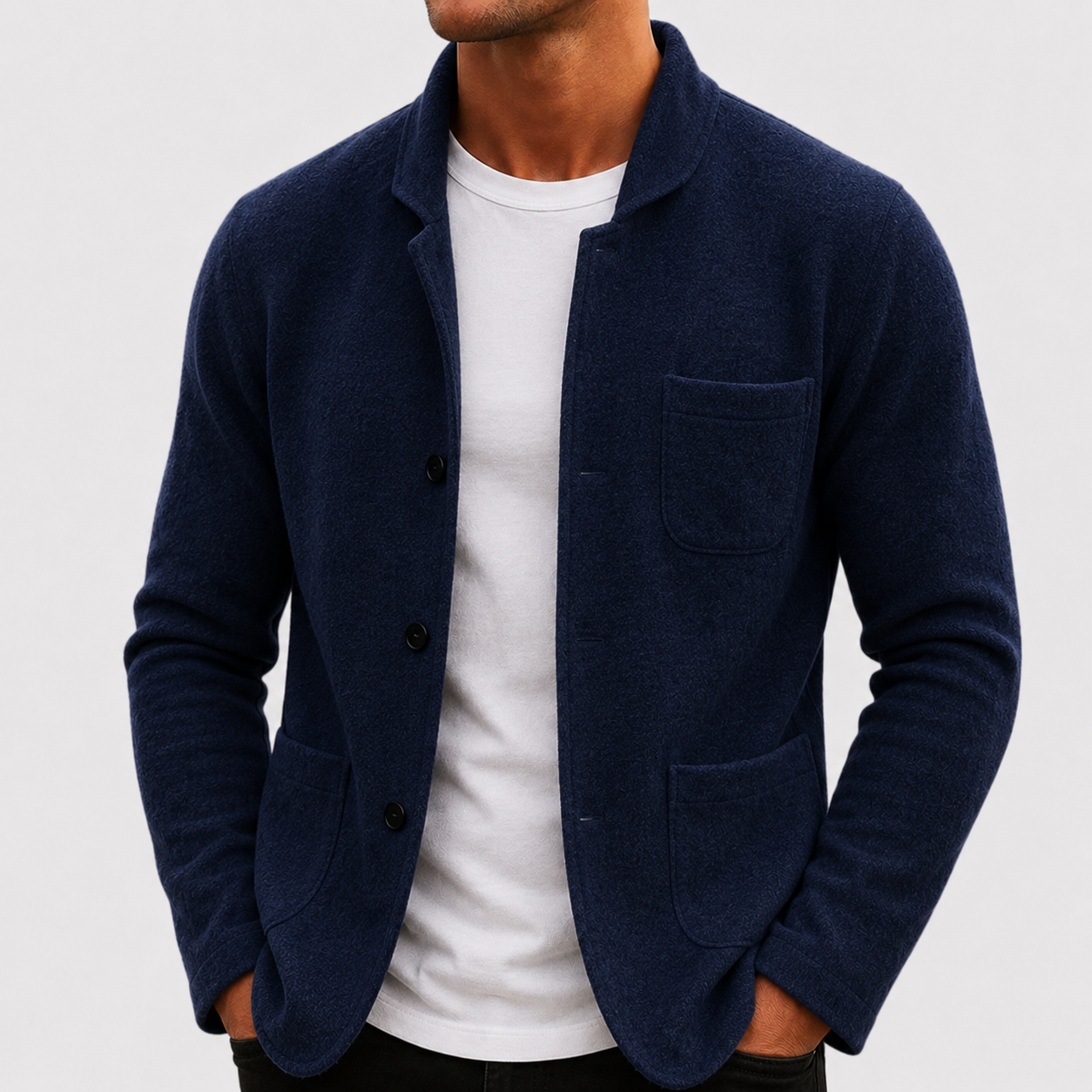 Men's Cardigan Sweater in Blue