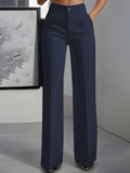 High Waisted Wide Leg Pants for Women in Dark Blue