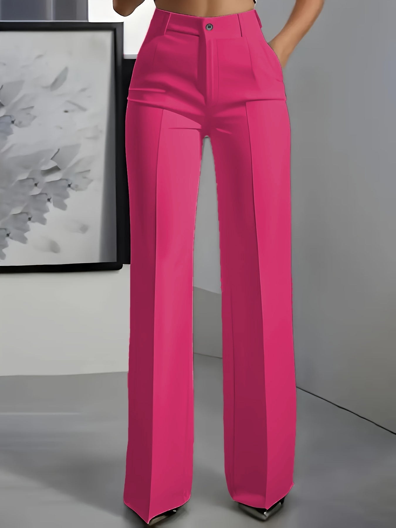 High Waisted Wide Leg Pants for Women in Pink