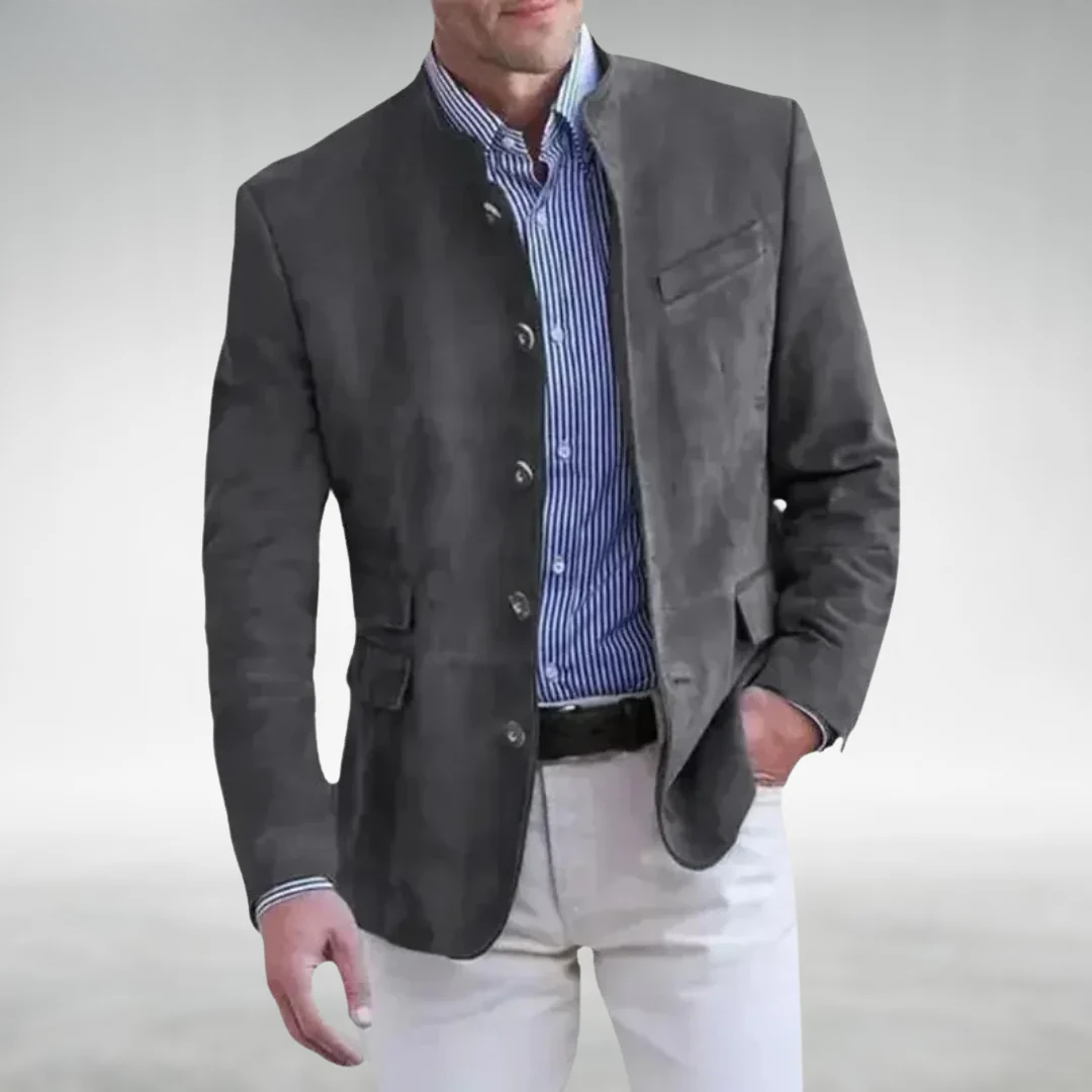 Lightweight jacket for men in dark gray, front view
