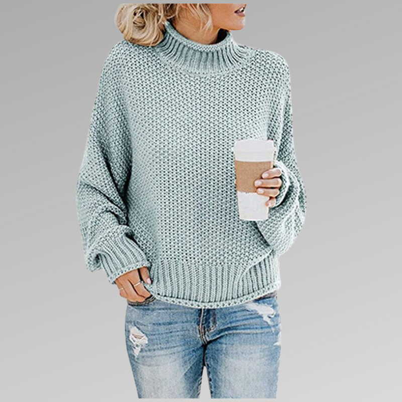 Knit Sweater for Women in baby blue — soft knit sweater, front view