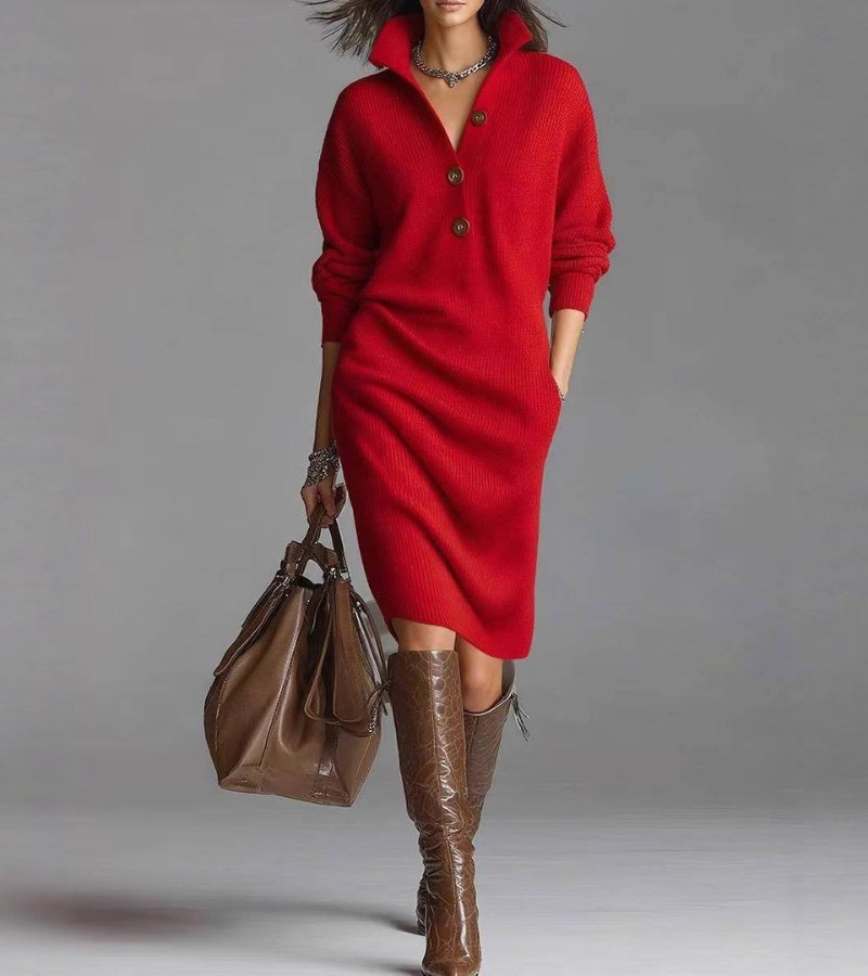 Sweater Dress for Women in Red