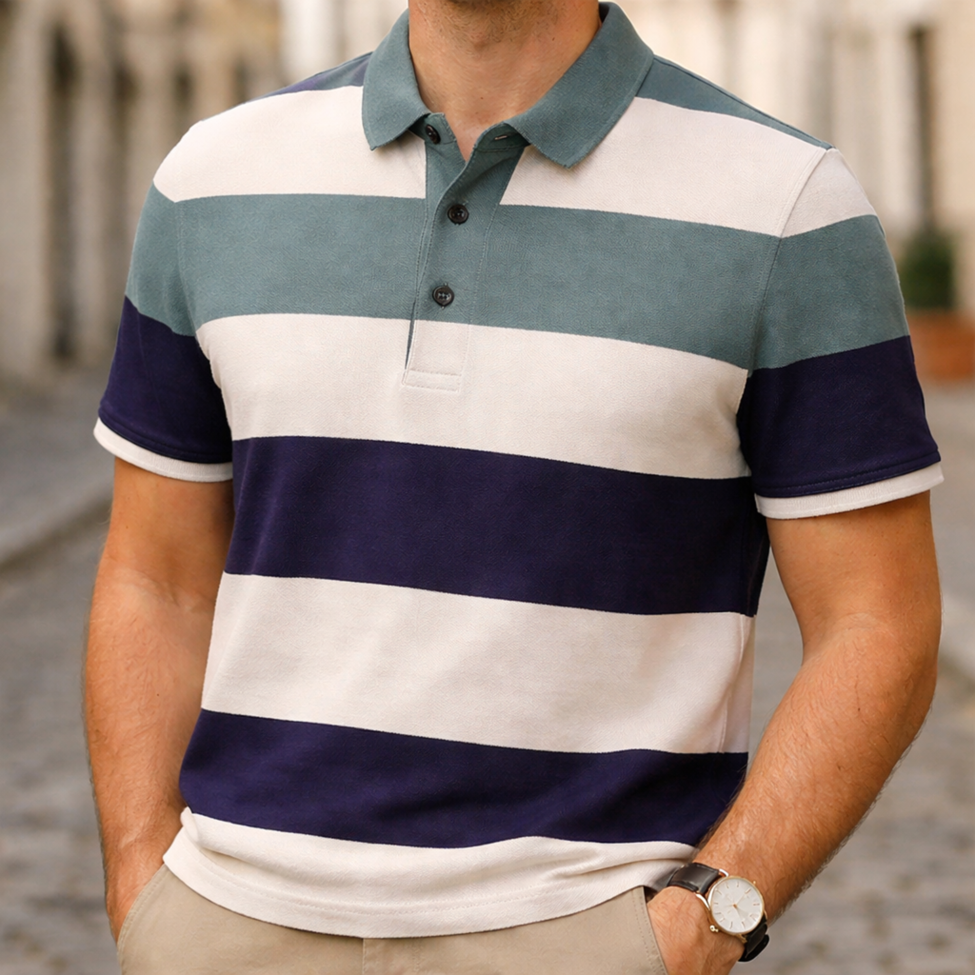 Short Sleeve Polo Shirt for Men in Green