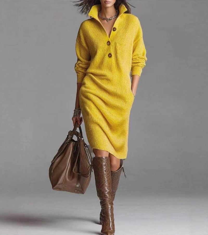 Sweater Dress for Women in Yellow