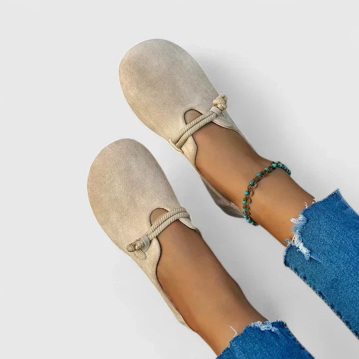 Side view of the loafer showing the flexible breathable upper
