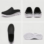 Men's slip-on arch support shoe — detail of the fabric and stitching
