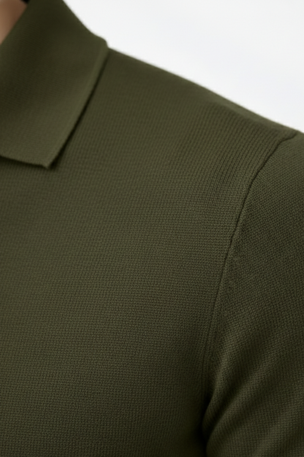 Men's knit polo shirt, back view