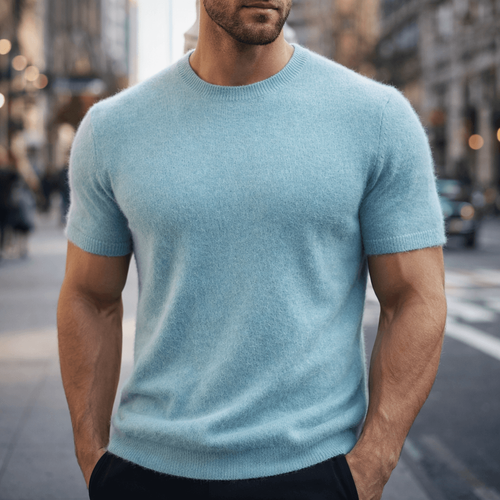 Mint men's cashmere t-shirt, front view