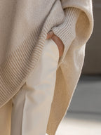 Oversized knit sweater size and length chart from XS to 2XL