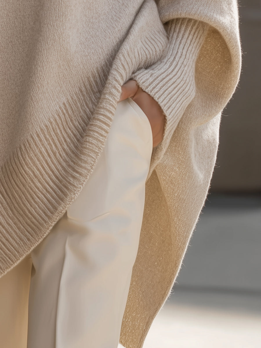 Oversized knit sweater size and length chart from XS to 2XL