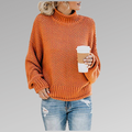Knit Sweater for Women in orange — plain knitted pullover, front view