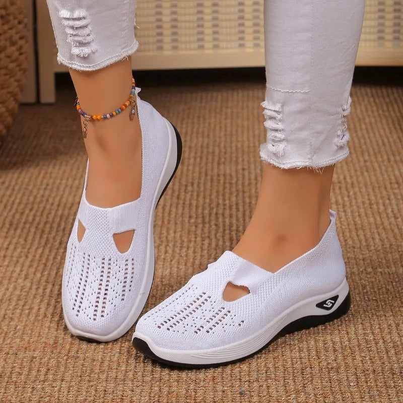 Knit slip on shoes in White