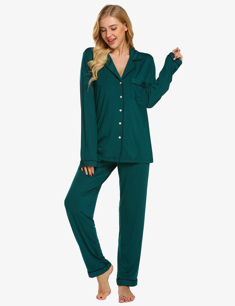Pajama Sets for Women in Blue Green