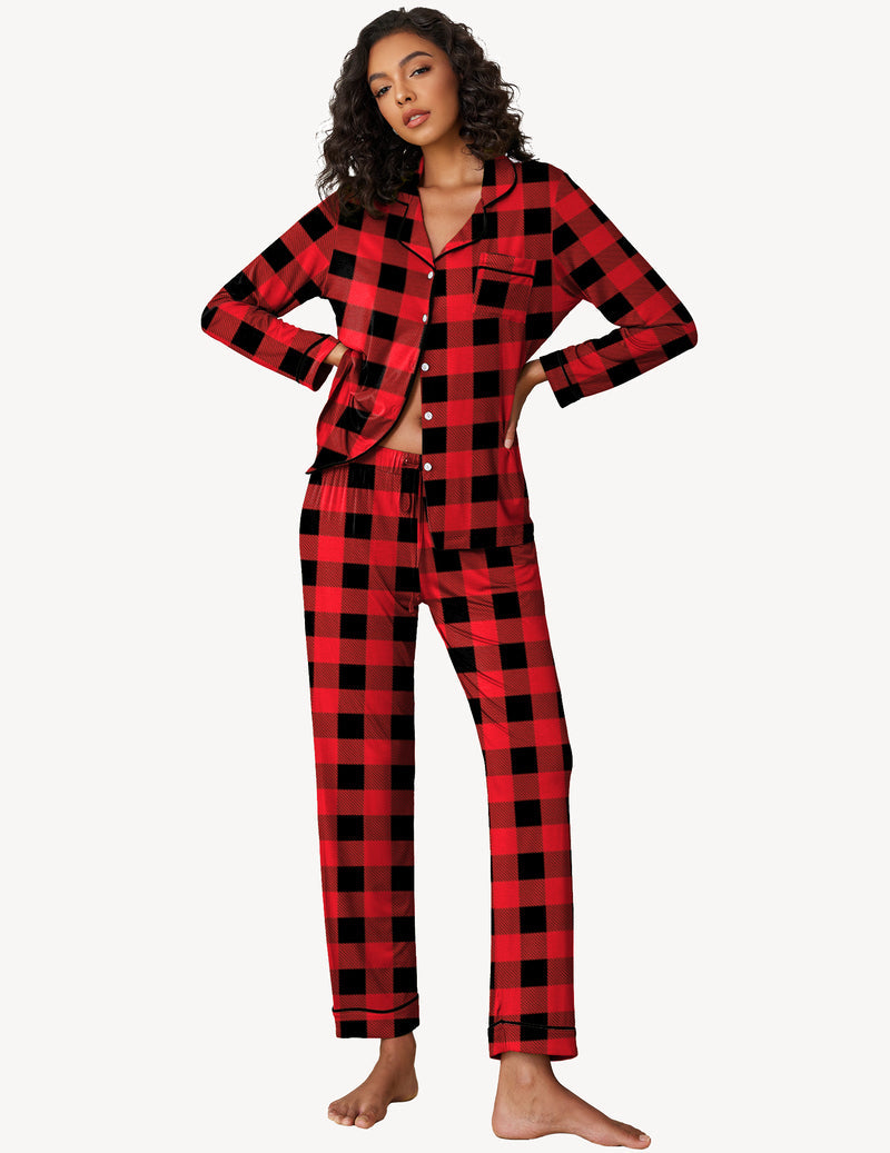 Pajama Sets for Women in Red Plaid