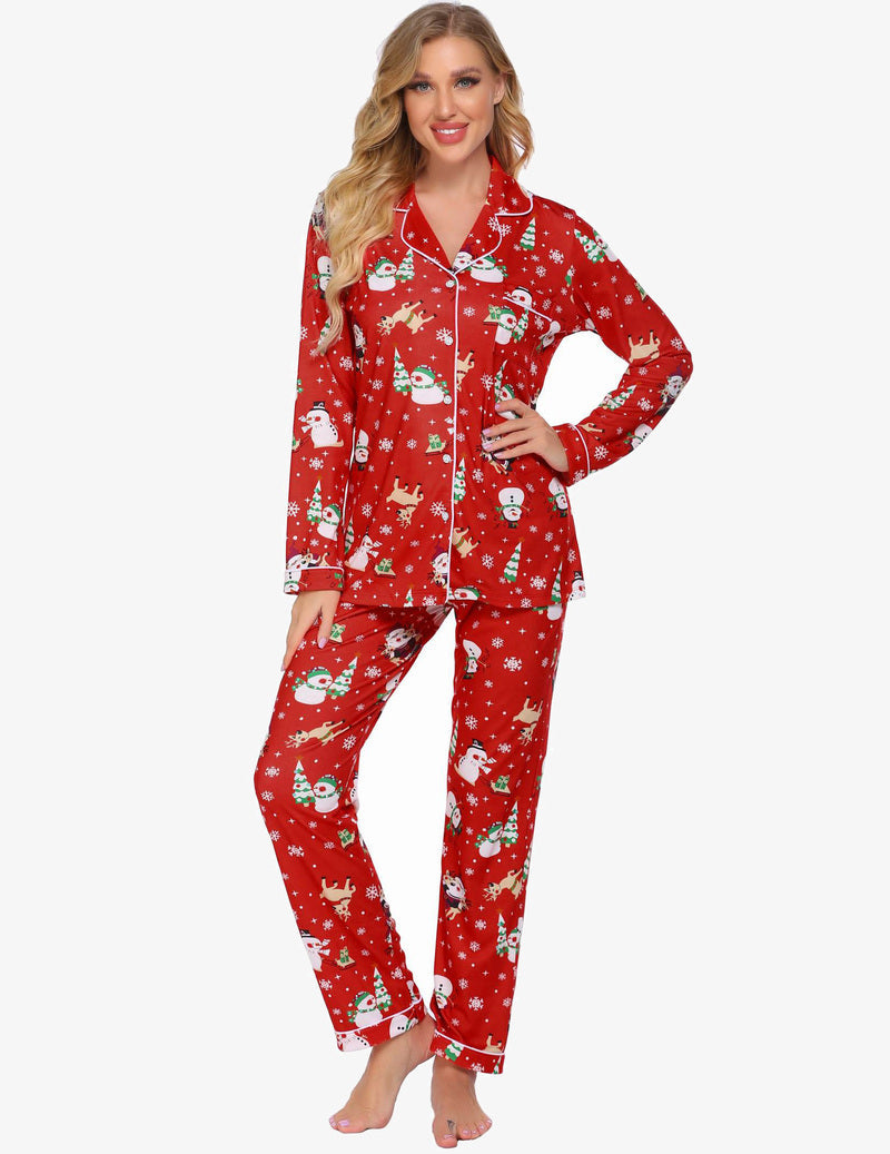 Pajama Sets for Women in Red With Santa