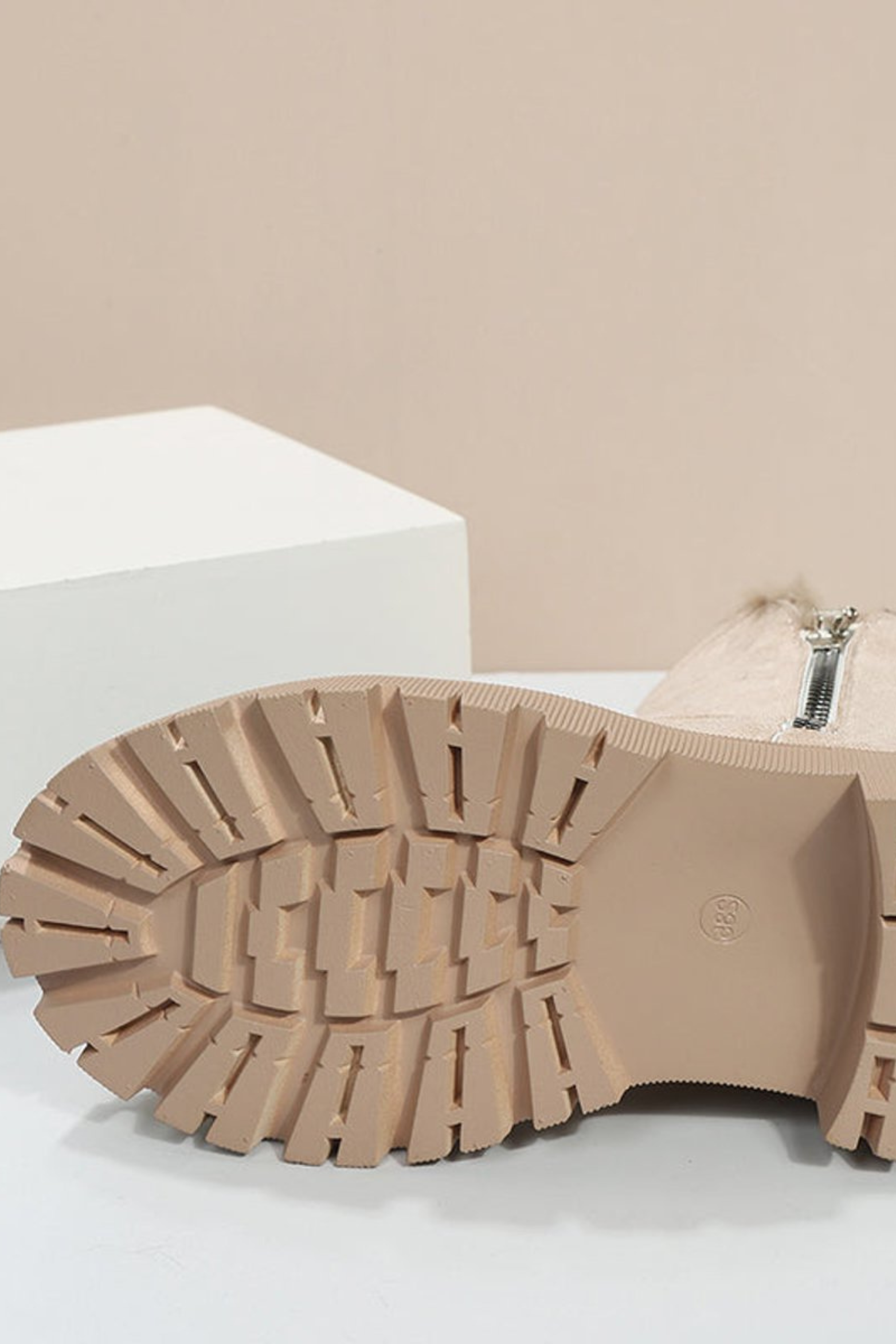 Fleece lined suede ankle boots for women, back view of the shaft