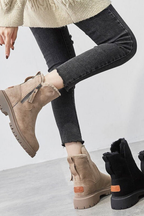 Fleece lined ankle boots for women shown in both colorways side by side