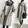 Light gray oversized hooded raincoat, front product view