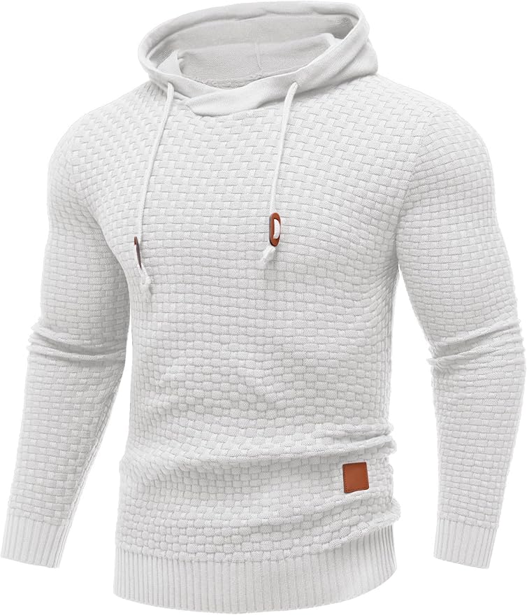 Men's tactical pullover hoodie in White, shown against a plain studio background