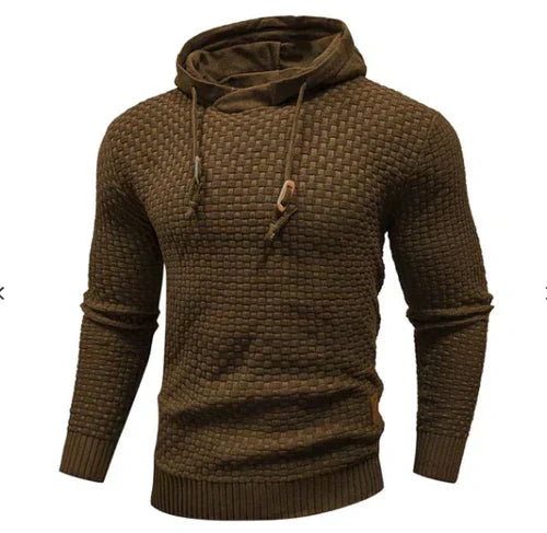 Men's tactical pullover hoodie in Brown, shown against a plain studio background