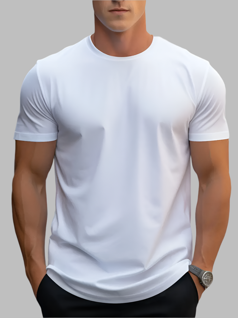 Crew Neck T Shirt for Men in White