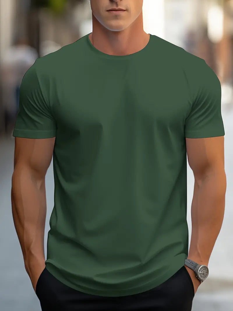 Crew Neck T Shirt for Men in Green