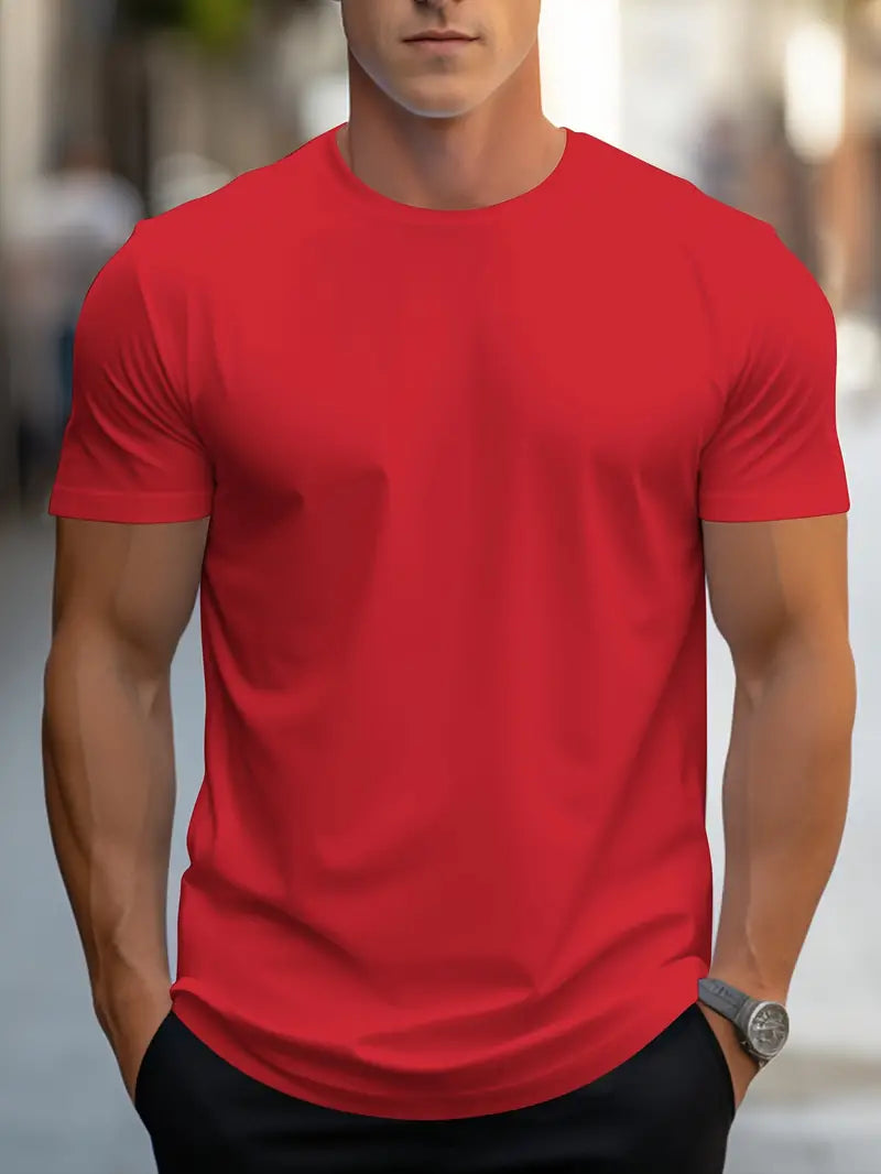 Crew Neck T Shirt for Men in Red