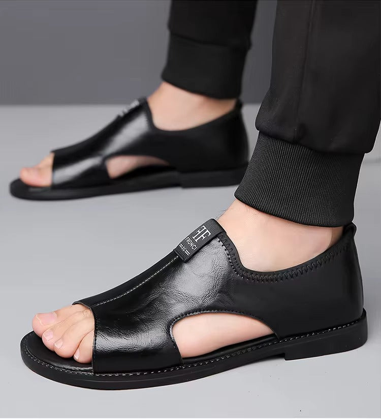Leather Sandals for Men — side profile showing the open toe shape