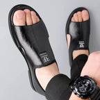 Leather Sandals for Men — top view of the slip-on upper