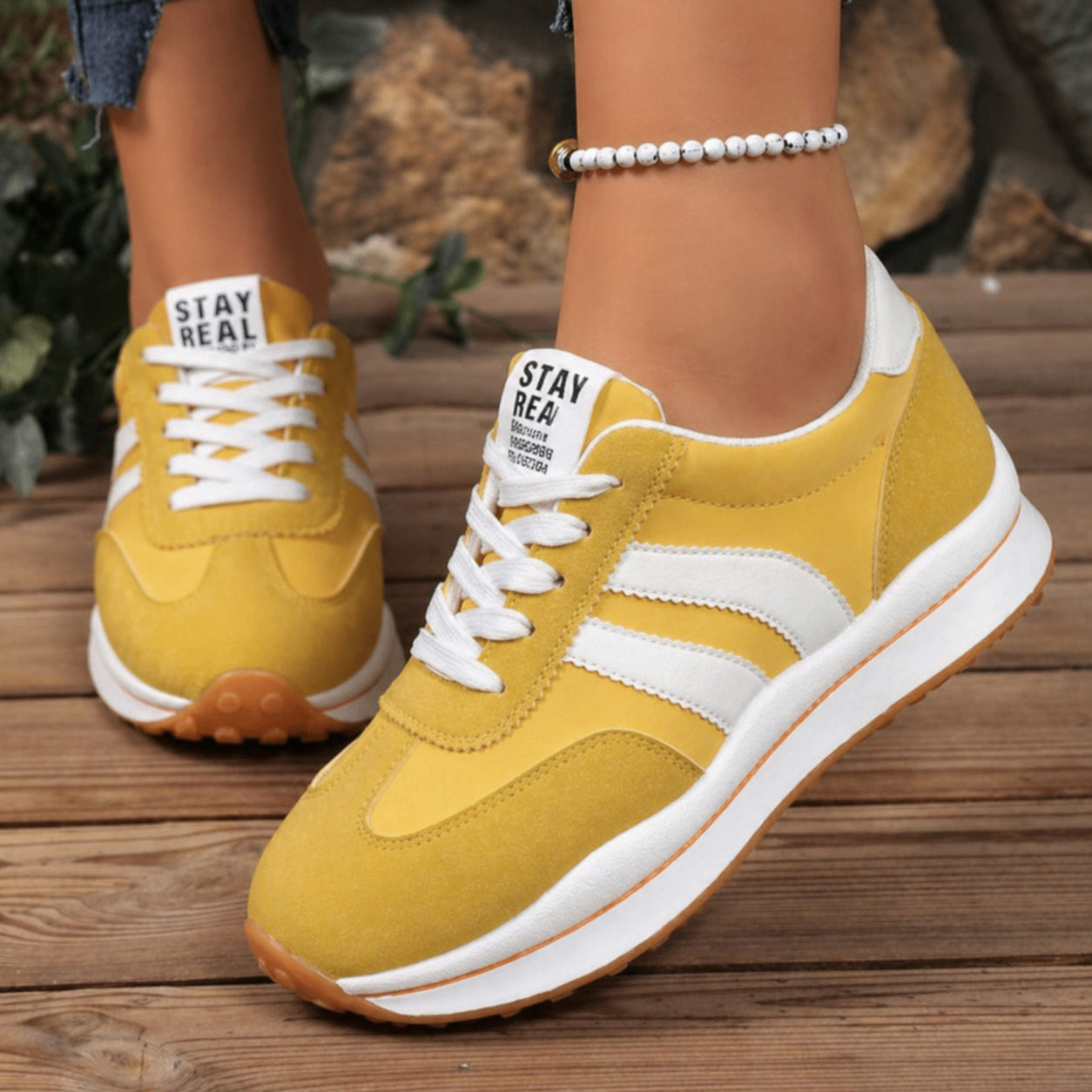 Women's platform sneaker in Yellow