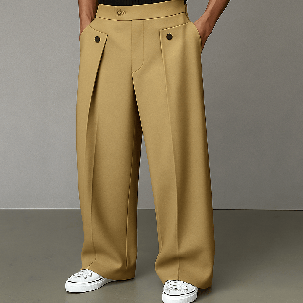 Wide Leg Pants for Men in Khaki